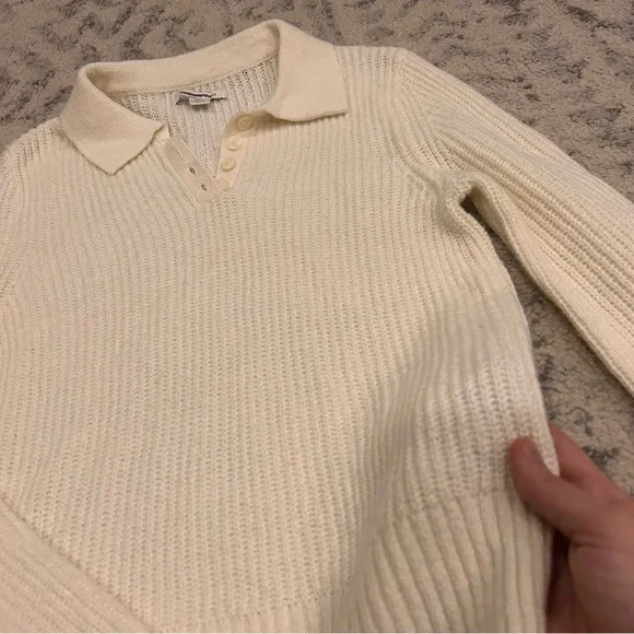 American Eagle Knit Sweater White Long Sleeve with Buttons - Picture 4 of 4